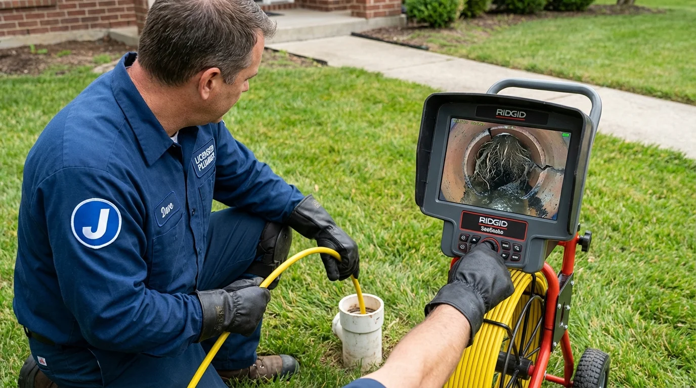 Sewer camera inspection being performed by Johns Plumbing LLC in Black Earth